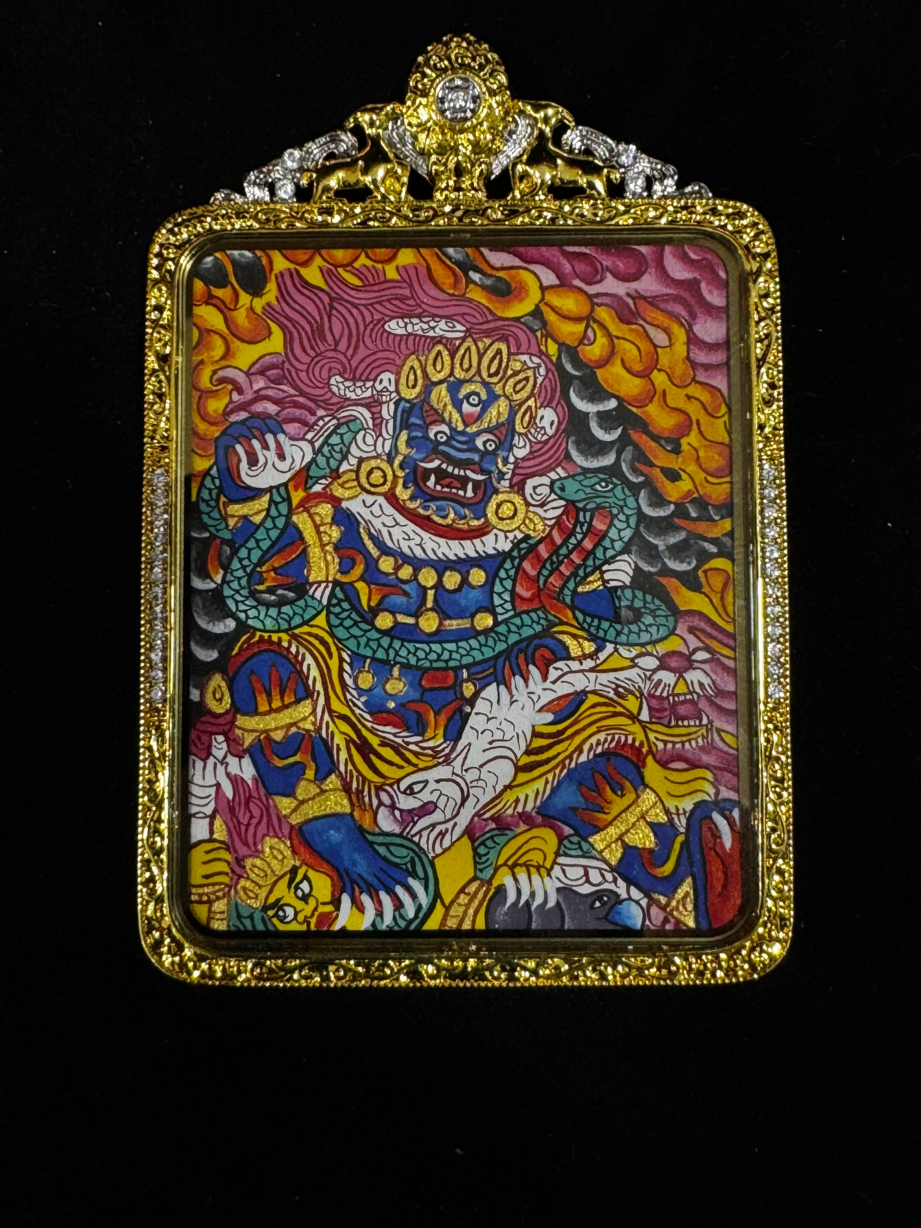 Colgante Thangka de Jambhala Negro