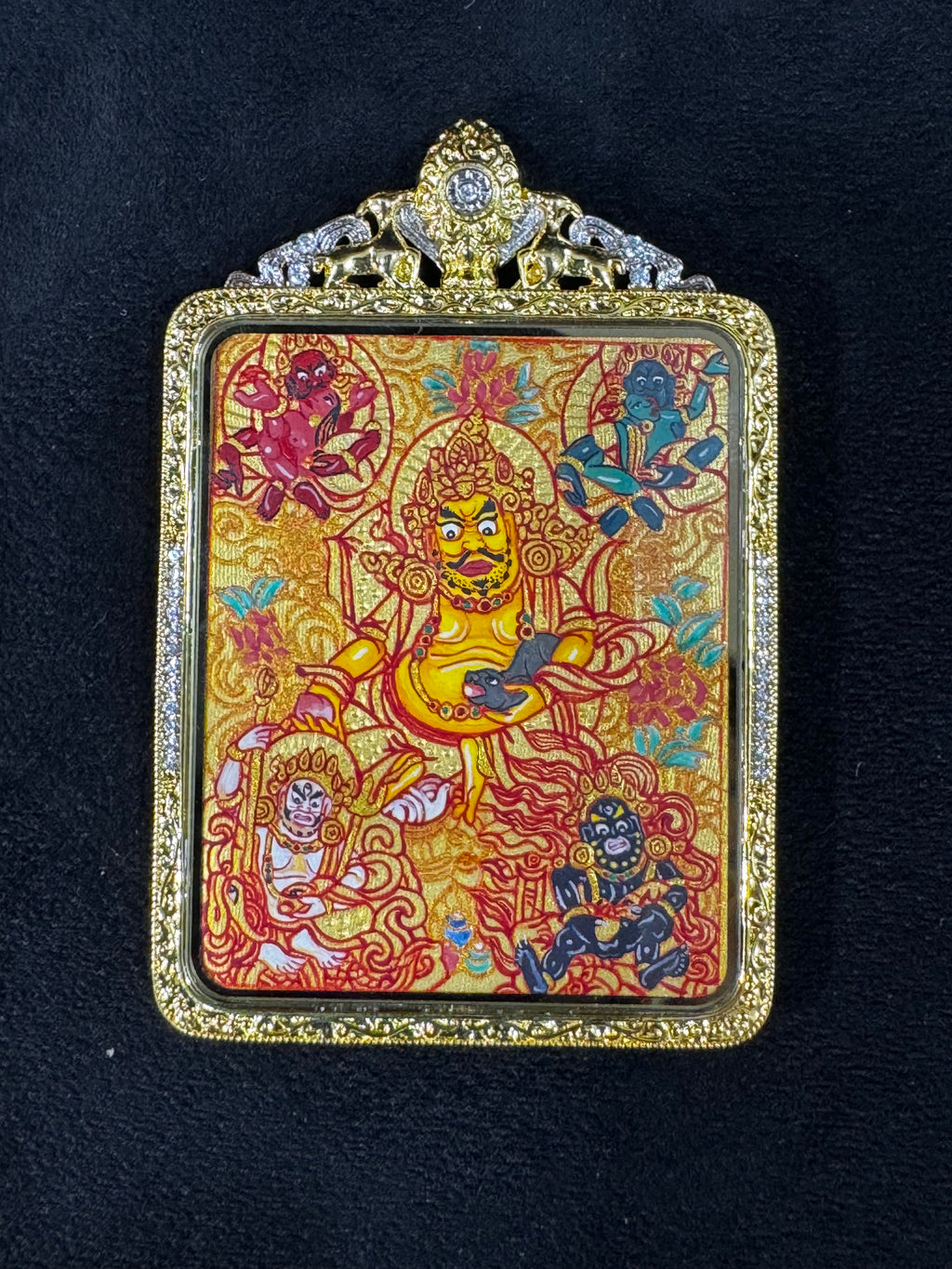 Five Gods of Wealth Thangka Pendant