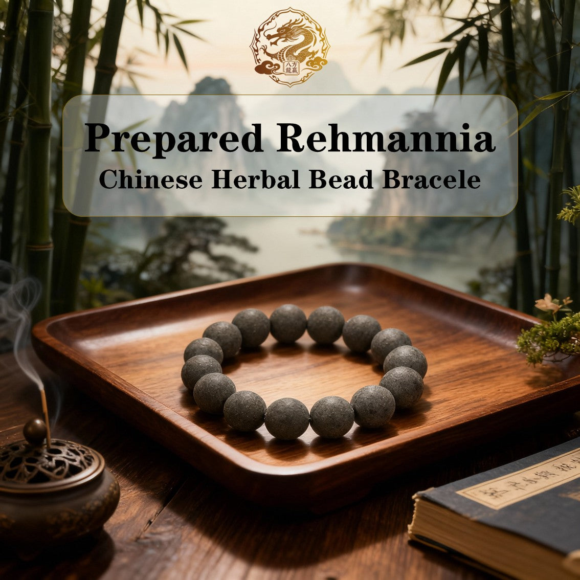 Pulsera de cuentas de hierbas chinas Rehmannia preparada